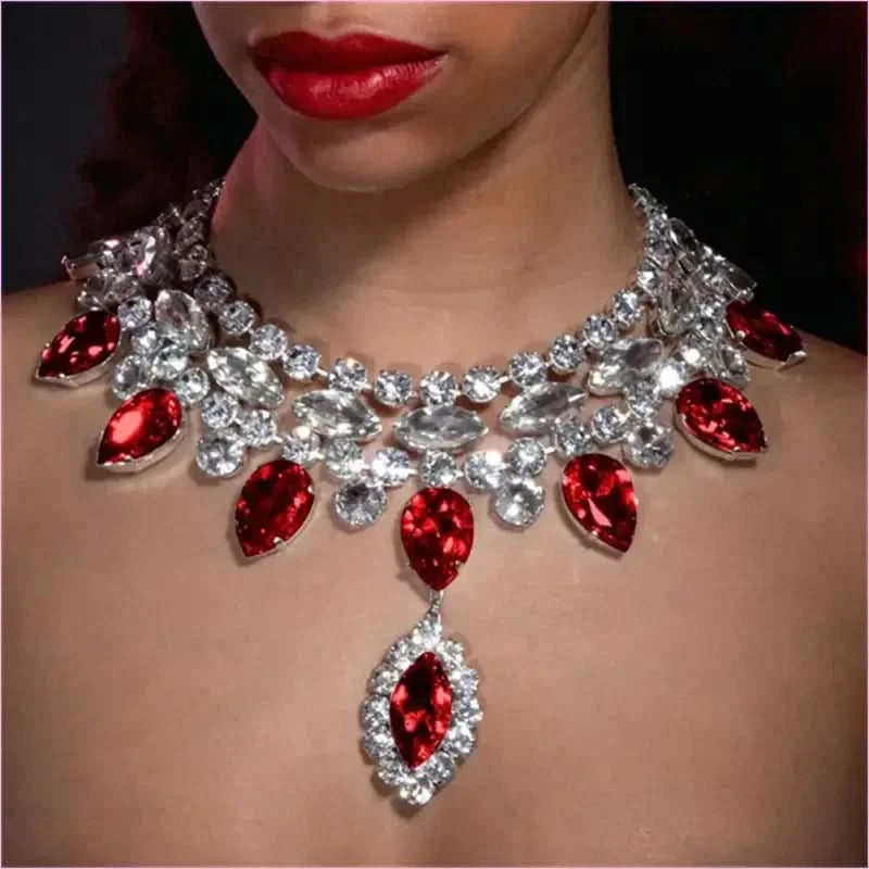 Exaggerated Crystal Large Floral-inspired Luxury Rhinestone Necklace - Pleasures and Sins