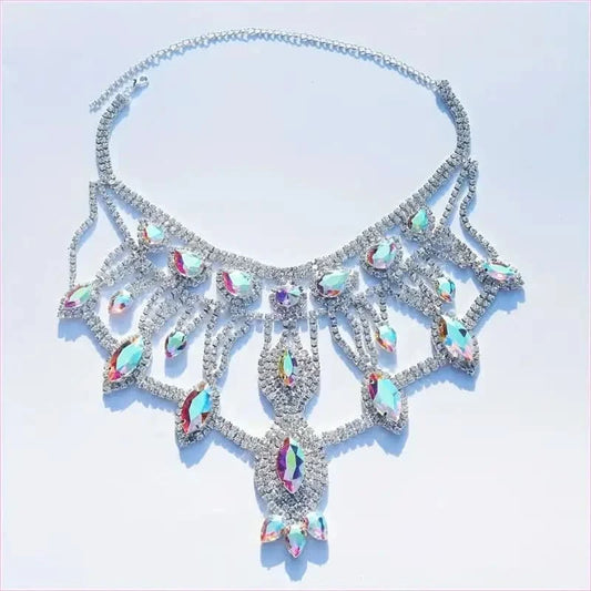 Exaggerated Crystal Large Floral-inspired Luxury Rhinestone Necklace - Pleasures and Sins