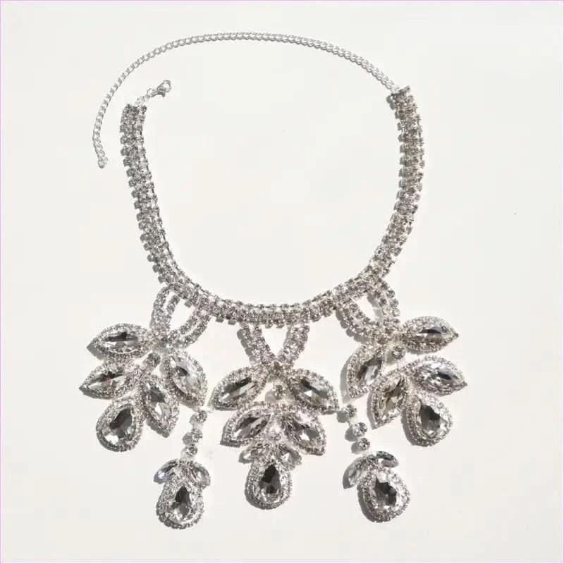 Exaggerated Crystal Large Floral-inspired Luxury Rhinestone Necklace - Pleasures and Sins