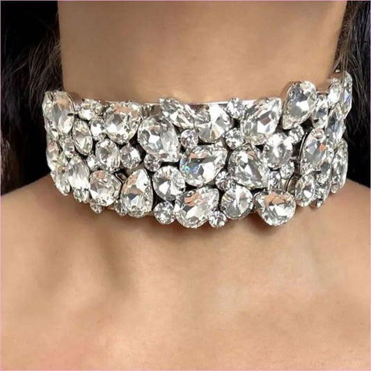 Exaggerated Water Diamond Multi-layer Choker Necklace - Pleasures and Sins