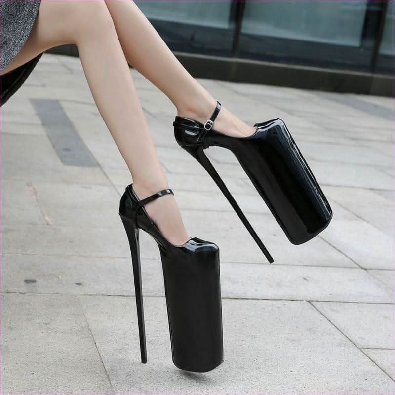 Extreme 30cm Heel Silver Platform Stiletto Dancer Shoes Plus Sizes - Pleasures and Sins
