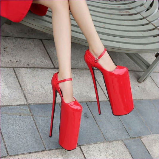 Extreme 30cm Heel Silver Platform Stiletto Dancer Shoes Plus Sizes - Pleasures and Sins