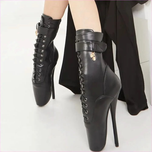 Extreme High-heeled Lace-up Frontless Ballet Ankle Boots - Pleasures and Sins