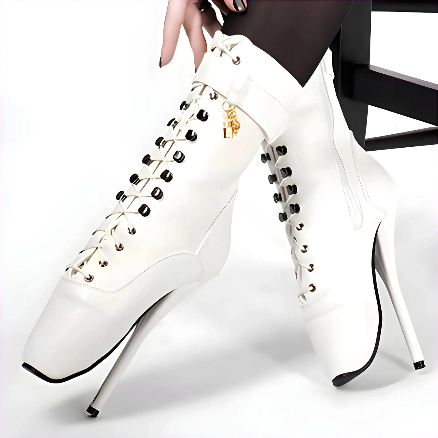 Extreme High-heeled Lace-up Frontless Ballet Ankle Boots - Pleasures and Sins