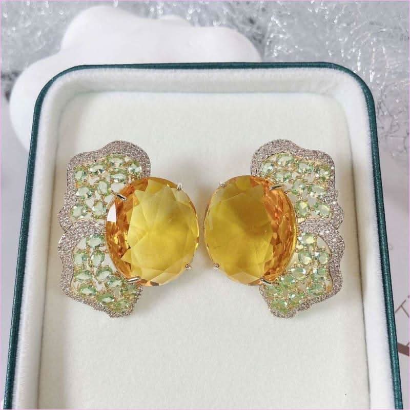 Fashionable Geometric Irregular Colored Zirconium Petal Earrings - Pleasures and Sins