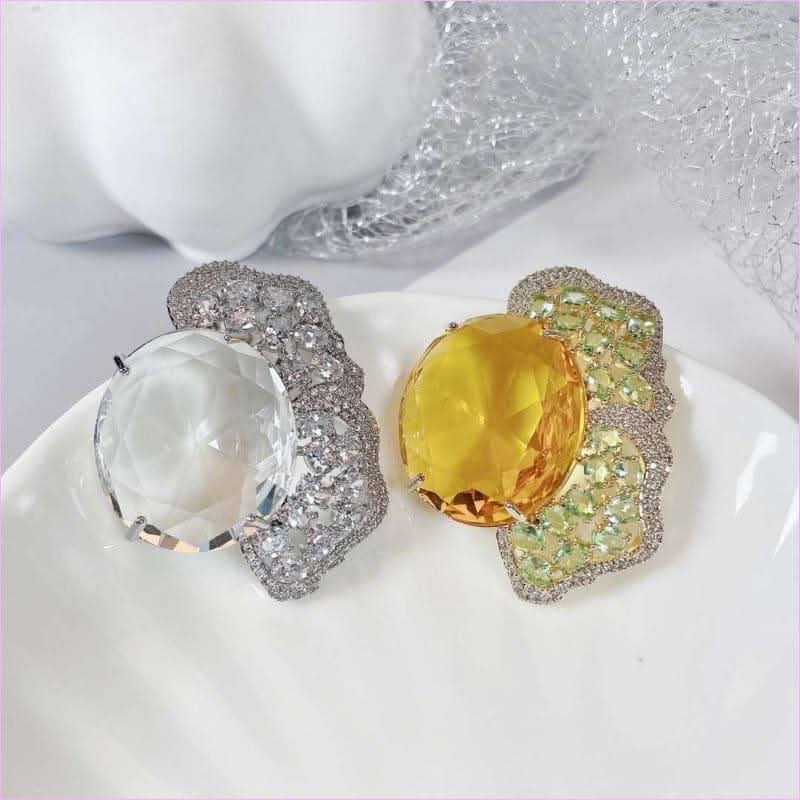Fashionable Geometric Irregular Colored Zirconium Petal Earrings - Pleasures and Sins