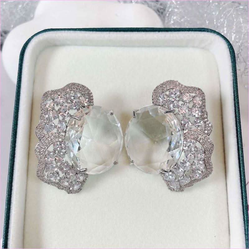 Fashionable Geometric Irregular Colored Zirconium Petal Earrings - Pleasures and Sins