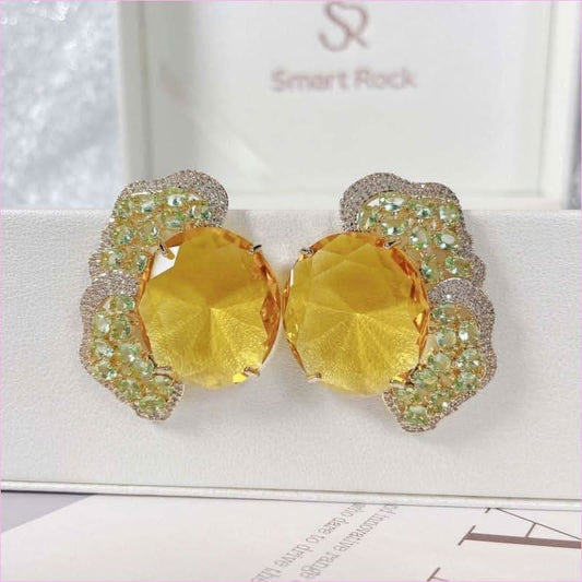 Fashionable Geometric Irregular Colored Zirconium Petal Earrings - Pleasures and Sins