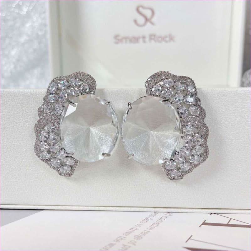 Fashionable Geometric Irregular Colored Zirconium Petal Earrings - Pleasures and Sins