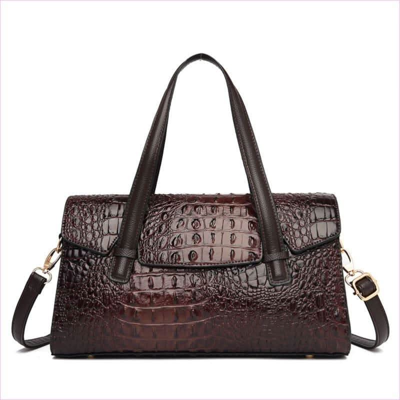Faux Leather Messenger Bag with Crocodile Pattern for Stylish Daily - Pleasures and Sins