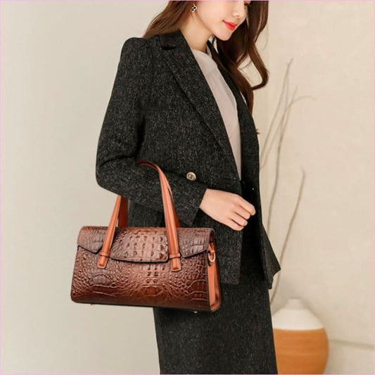 Faux Leather Messenger Bag with Crocodile Pattern for Stylish Daily - Pleasures and Sins