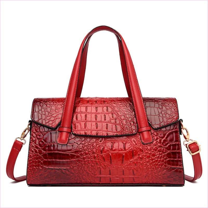 Faux Leather Messenger Bag with Crocodile Pattern for Stylish Daily - Pleasures and Sins