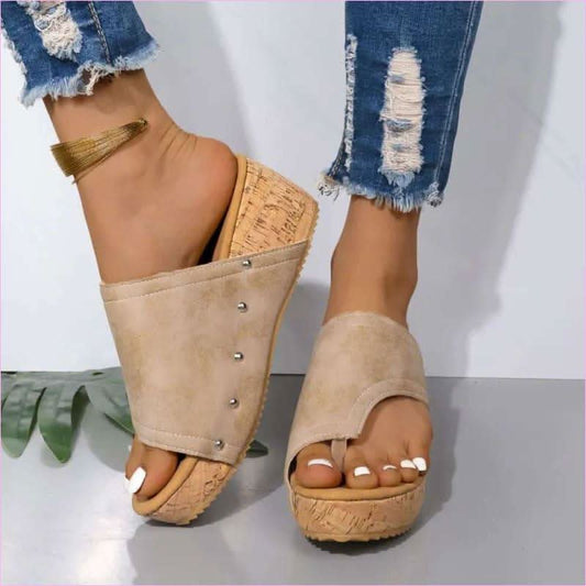 Faux Leather Wedge Sandals for Summer with Comfortable Wedge Heel - Pleasures and Sins