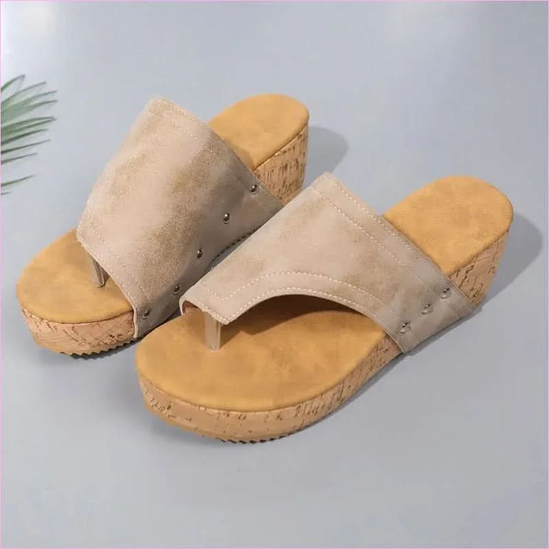 Faux Leather Wedge Sandals for Summer with Comfortable Wedge Heel - Pleasures and Sins