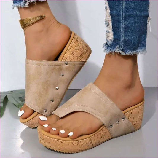 Faux Leather Wedge Sandals for Summer with Comfortable Wedge Heel - Pleasures and Sins