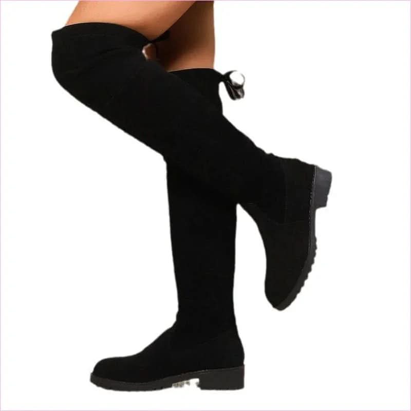 Faux Suede Boots in Deep Black Hue for Effortless Style - Pleasures and Sins