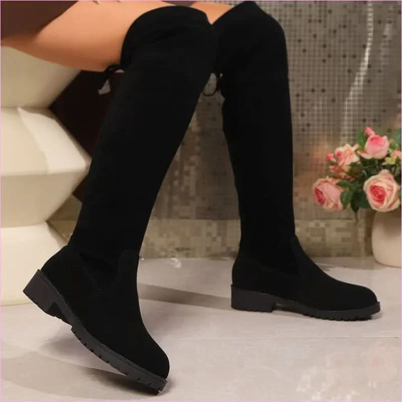 Faux Suede Boots in Deep Black Hue for Effortless Style - Pleasures and Sins