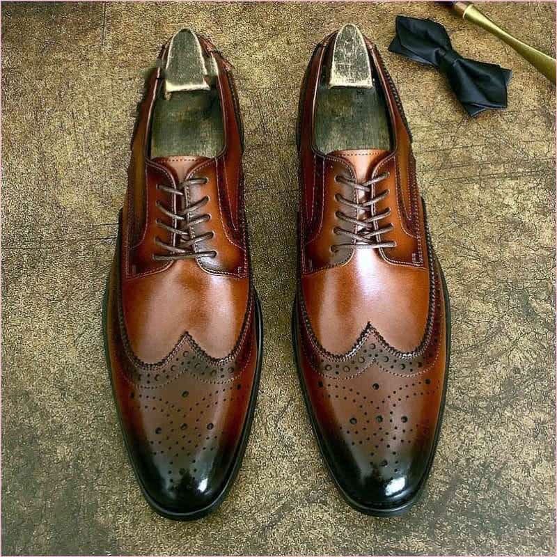 Genuine Leather Brogue Shoes for Business Formal Wear - Pleasures and Sins