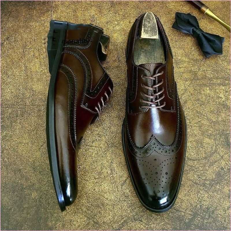 Genuine Leather Brogue Shoes for Business Formal Wear - Pleasures and Sins