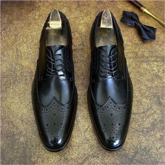 Genuine Leather Brogue Shoes for Business Formal Wear - Pleasures and Sins