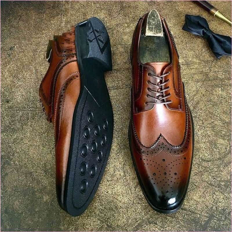 Genuine Leather Brogue Shoes for Business Formal Wear - Pleasures and Sins