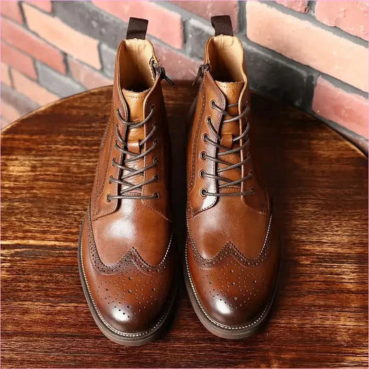 Genuine Leather English Style Ankle Boots for Men in Black - Pleasures and Sins