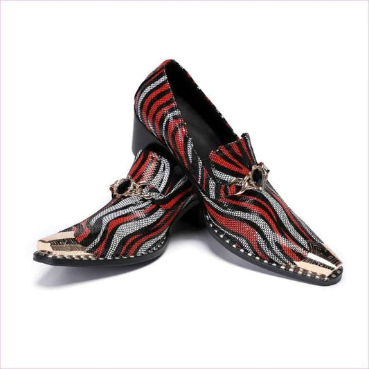 Genuine Leather Metal Head Slip on Shoes for Men's Formal Outfit - Pleasures and Sins
