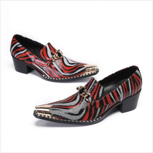 Genuine Leather Metal Head Slip on Shoes for Men's Formal Outfit - Pleasures and Sins