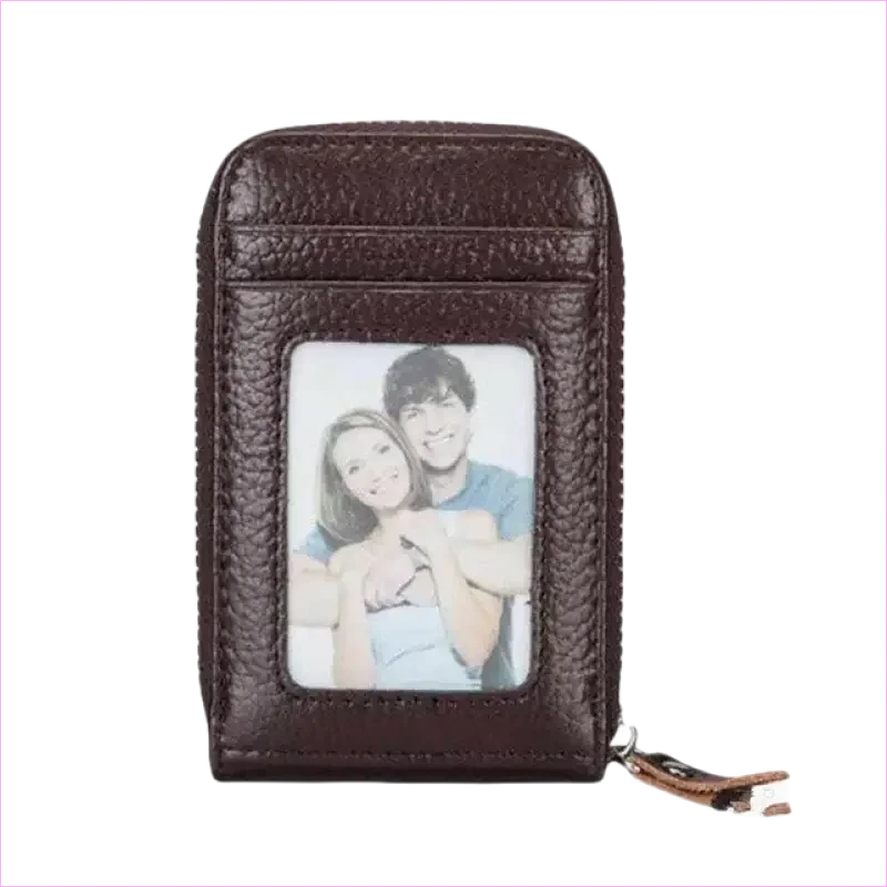 Genuine Leather Multi Card Holder with Rfid Blocking Zip Closure - Pleasures and Sins