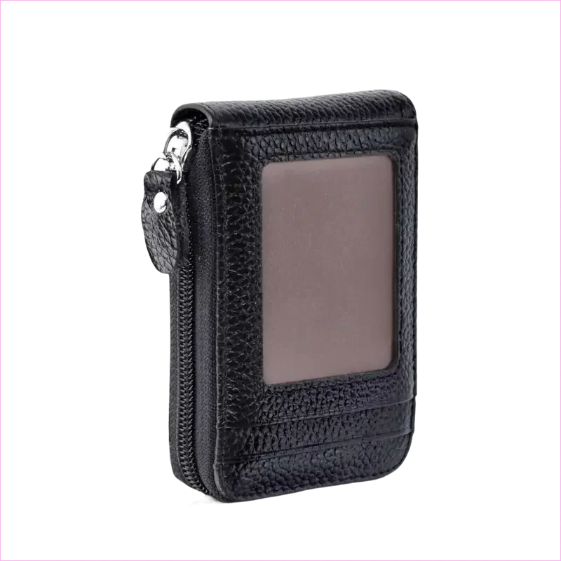 Genuine Leather Multi Card Holder with Rfid Blocking Zip Closure - Pleasures and Sins