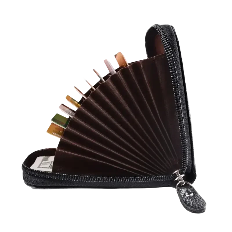 Genuine Leather Multi Card Holder with Rfid Blocking Zip Closure - Pleasures and Sins