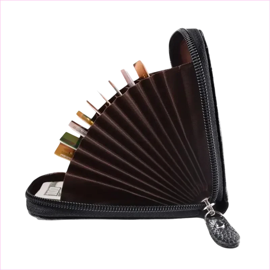 Genuine Leather Multi Card Holder with Rfid Blocking Zip Closure - Pleasures and Sins