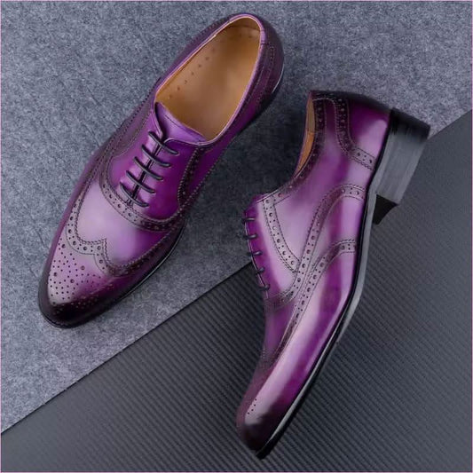 Genuine Leather Oxford Brogue Shoes with Classic and Unique Colors - Pleasures and Sins
