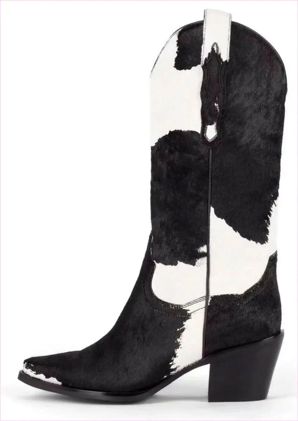Genuine Leather Pointed Toe Mid Calf Western Boots for Stylish Look - Pleasures and Sins