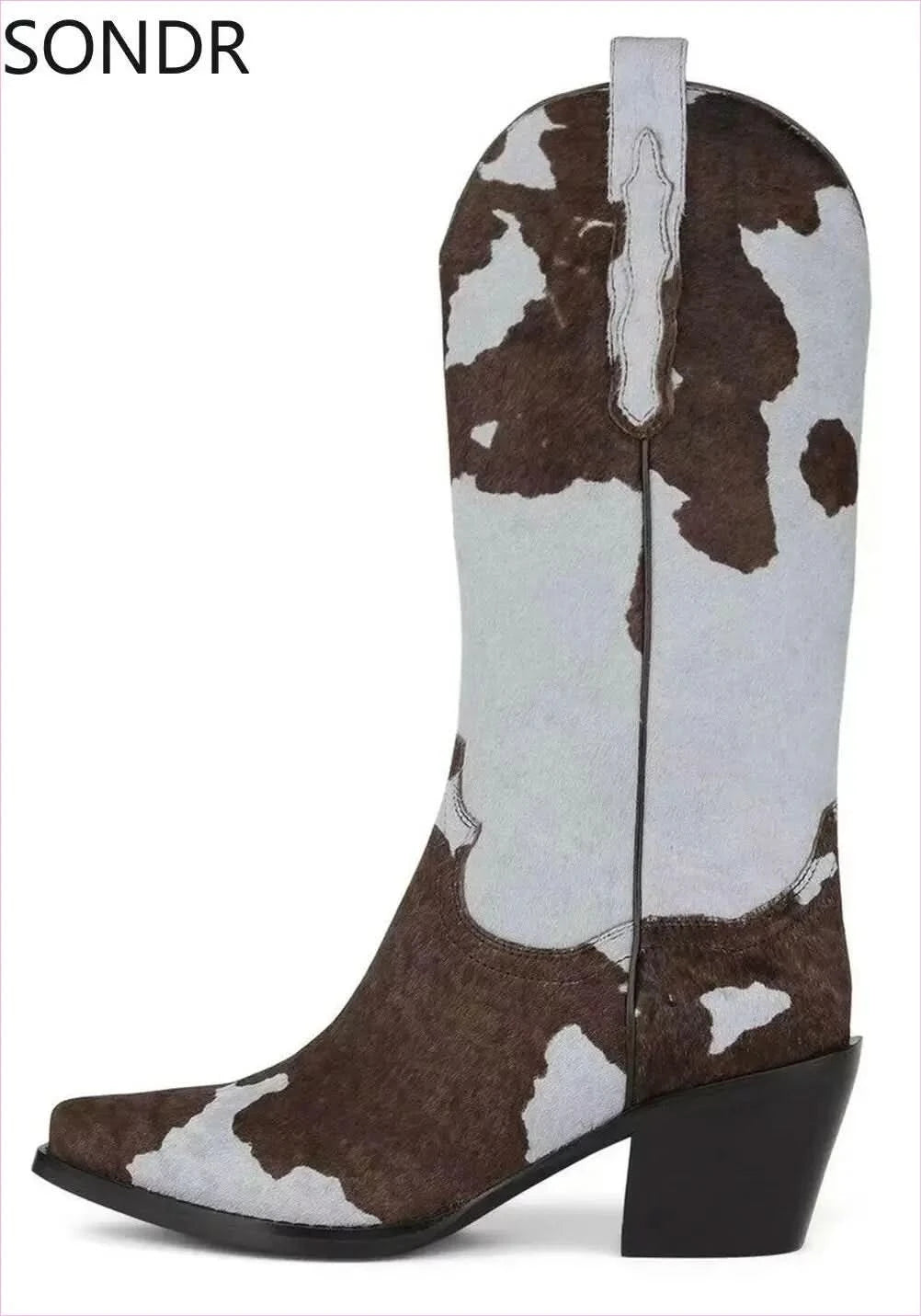 Genuine Leather Pointed Toe Mid Calf Western Boots for Stylish Look - Pleasures and Sins