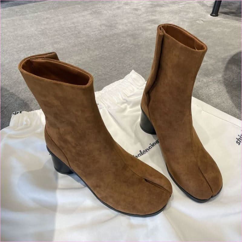 Genuine Suede Split Toe Tabi Boots with Modern Style - Pleasures and Sins