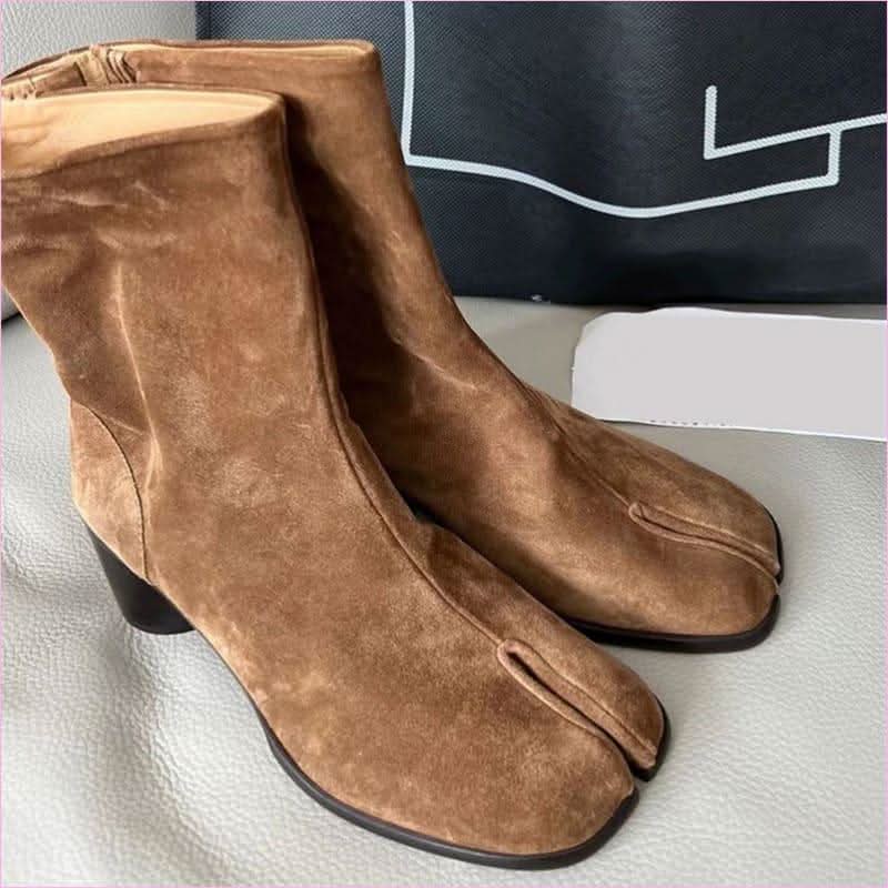 Genuine Suede Split Toe Tabi Boots with Modern Style - Pleasures and Sins