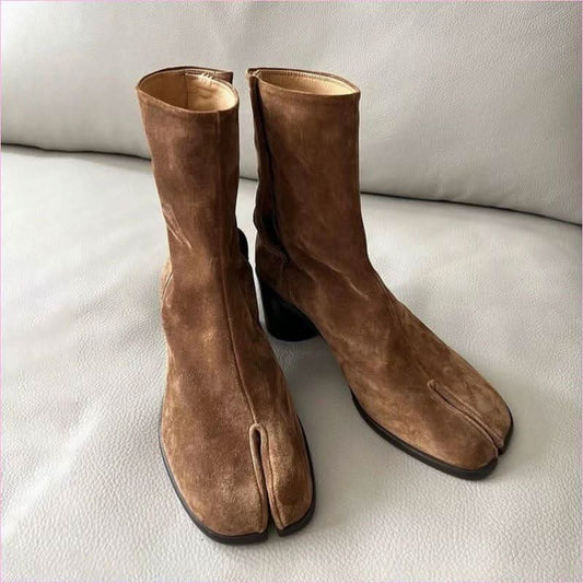 Genuine Suede Split Toe Tabi Boots with Modern Style - Pleasures and Sins