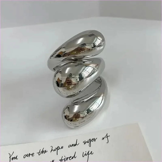 Geometric Spiral Water Droplet Opening Bracelet in Gold Tone - Pleasures and Sins