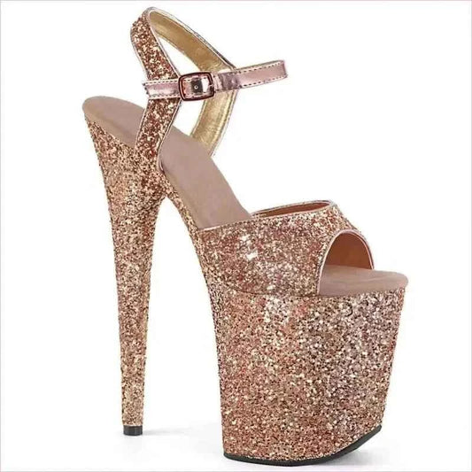 Glitter Platform Stiletto High Heel Drag Shoes in Black - Pleasures and Sins