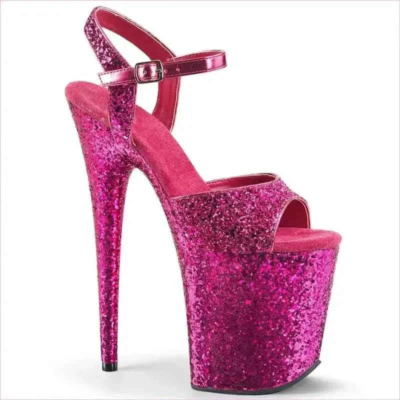 Glitter Platform Stiletto High Heel Drag Shoes in Black - Pleasures and Sins