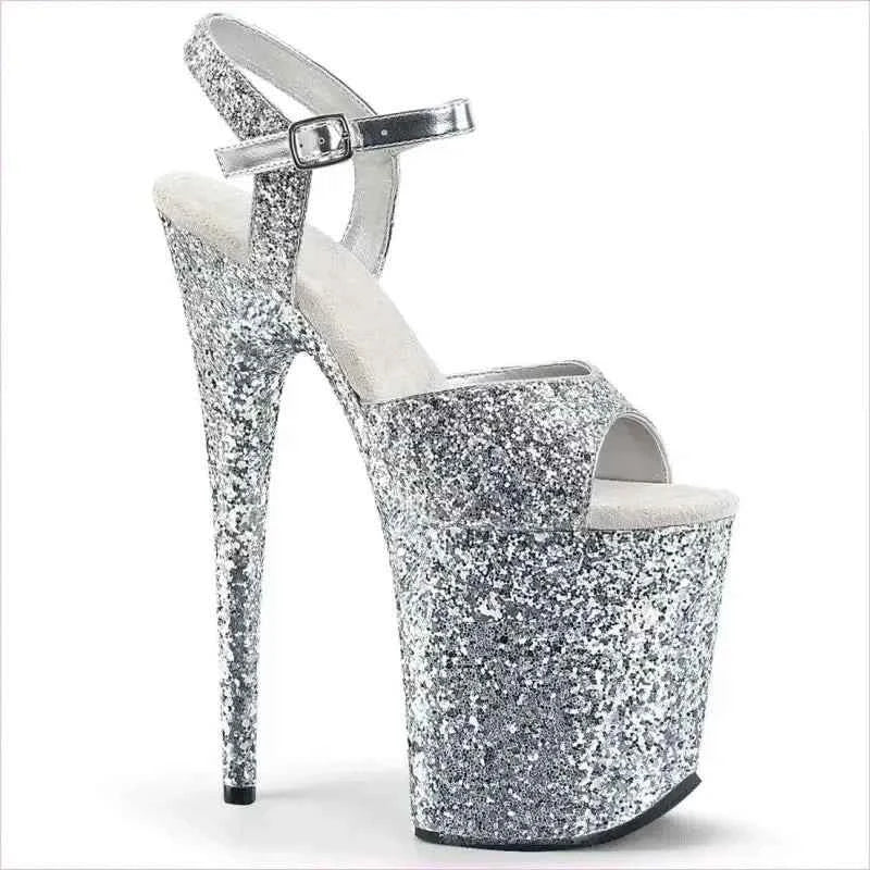 Glitter Platform Stiletto High Heel Drag Shoes in Black - Pleasures and Sins