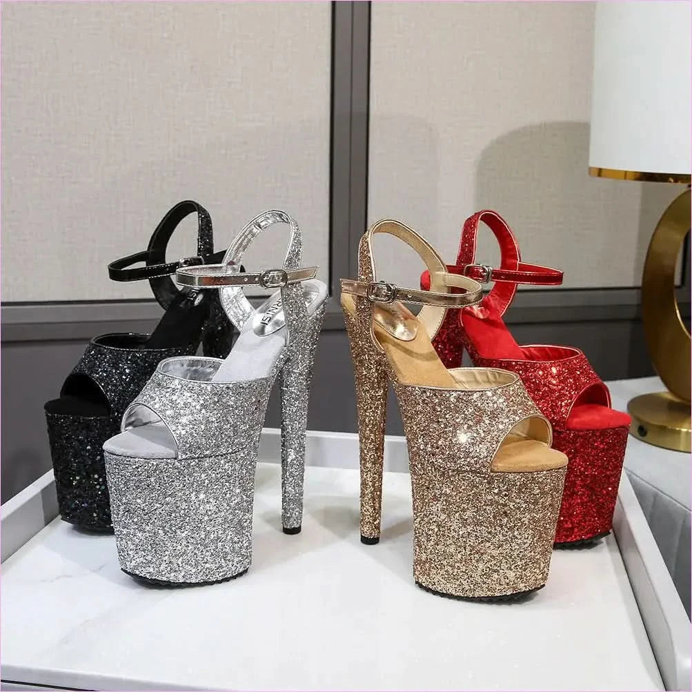 Glittery Ladies High Platform Heels for a Dazzling Look - Pleasures and Sins