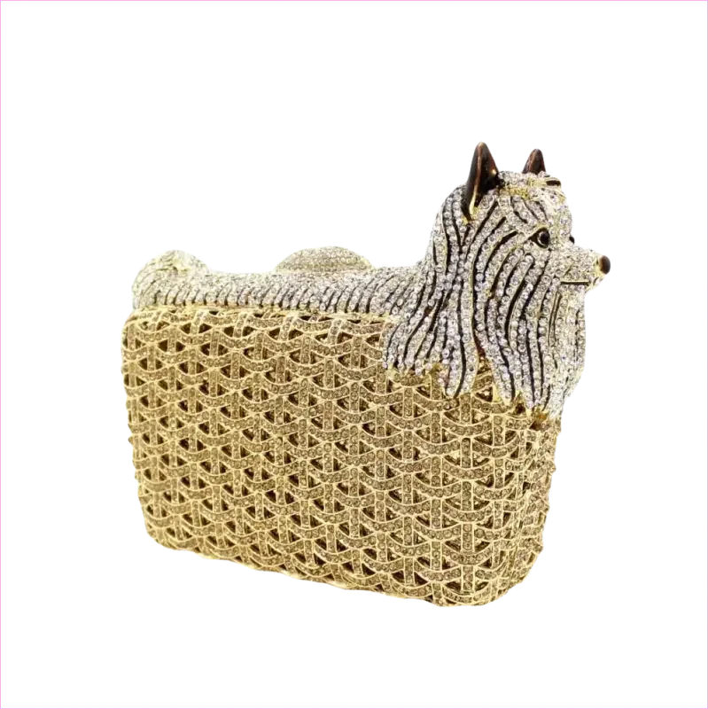 Glittery Puppy Shaped Rhinestone Clutch for Crystal Dinner Events - Pleasures and Sins