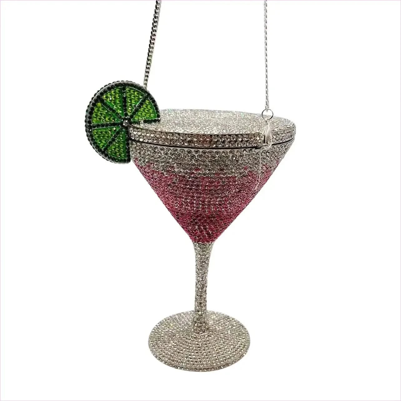 Glittery Rhinestone Studded Cocktail Glass Handbag with Internal Mirror - Pleasures and Sins