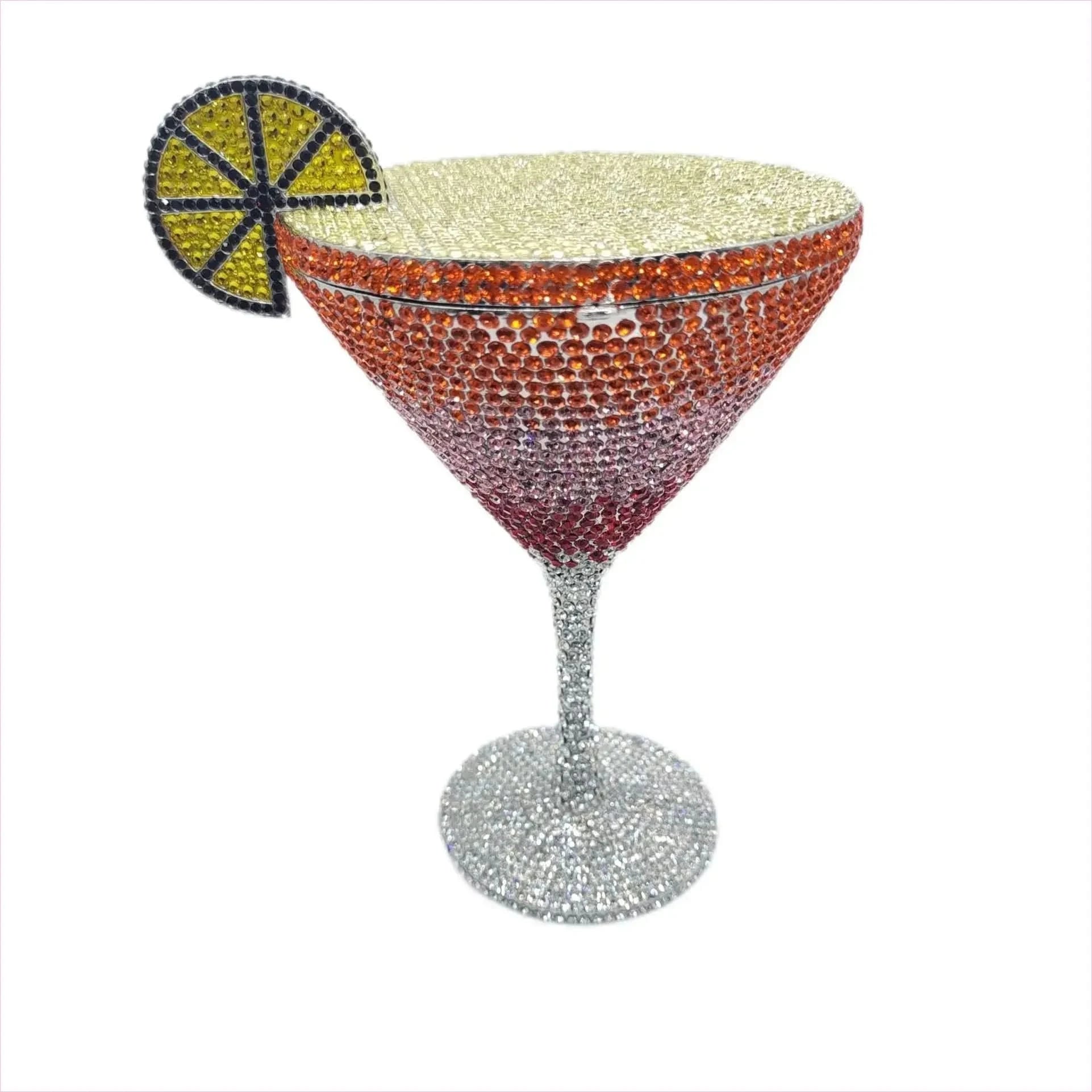 Glittery Rhinestone Studded Cocktail Glass Handbag with Internal Mirror - Pleasures and Sins