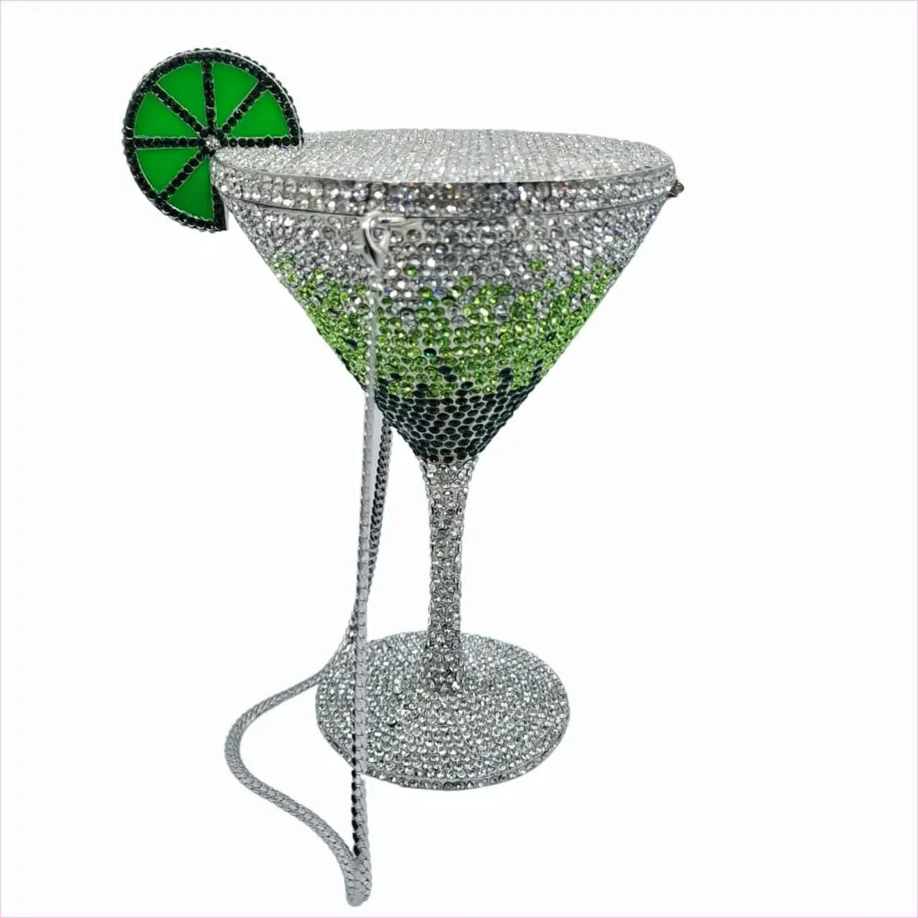 Glittery Rhinestone Studded Cocktail Glass Handbag with Internal Mirror - Pleasures and Sins