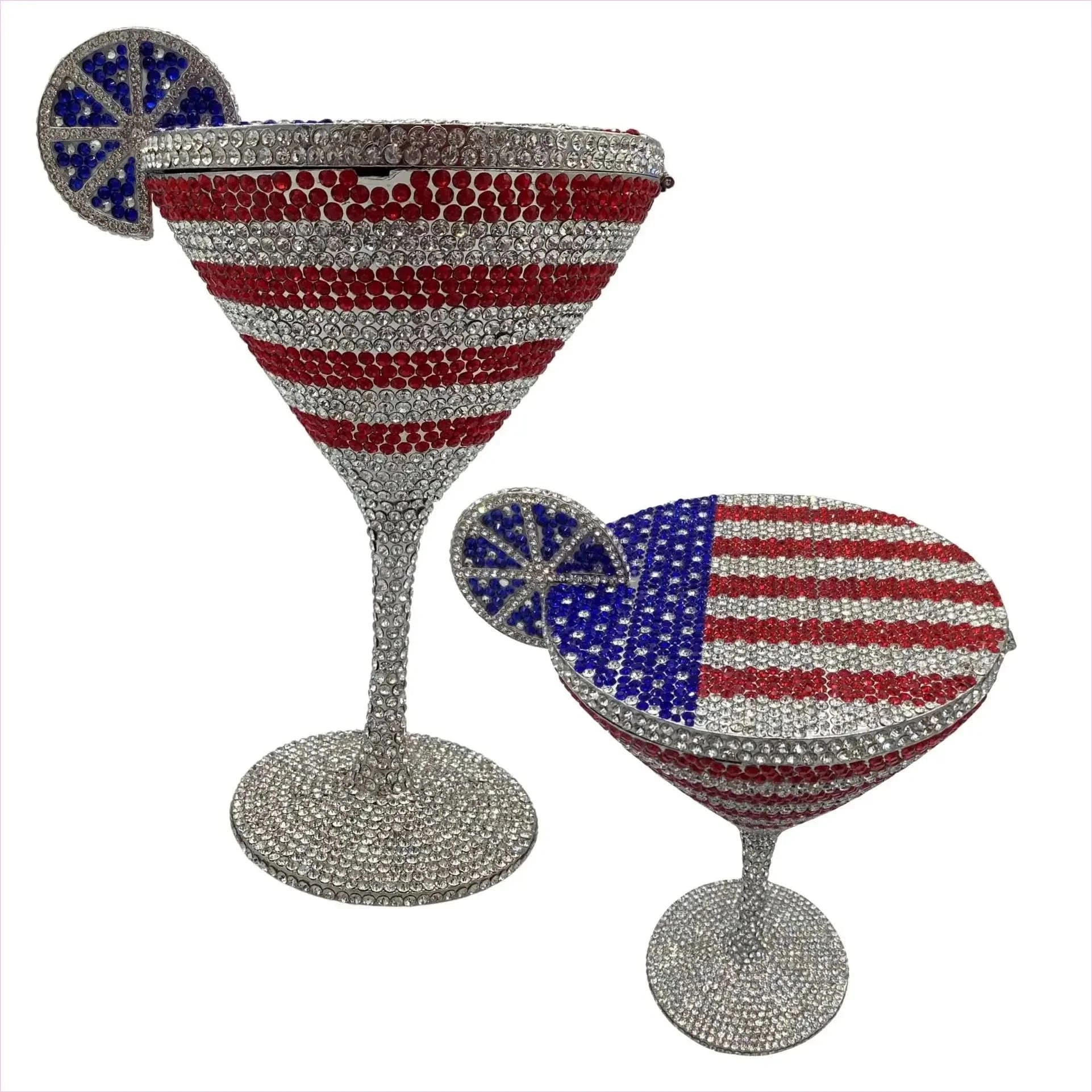 Glittery Rhinestone Studded Cocktail Glass Handbag with Internal Mirror - Pleasures and Sins