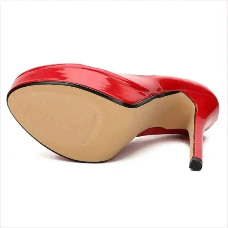 Glossy Black Patent Drag Queen High Heel Platform Pumps - Pleasures and Sins