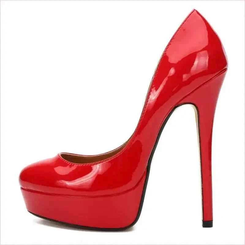 Glossy Black Patent Drag Queen High Heel Platform Pumps - Pleasures and Sins